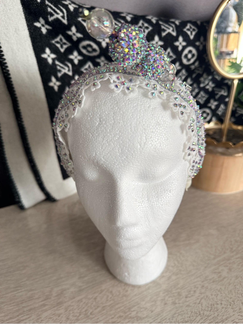 Embellished White Iridescent Crystal Headband